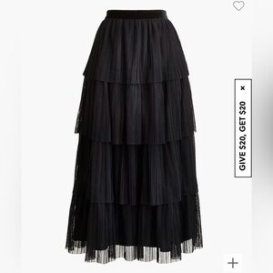 NWT J. Crew Factory Tulle Tiered Skirt Black Sz Medium M
